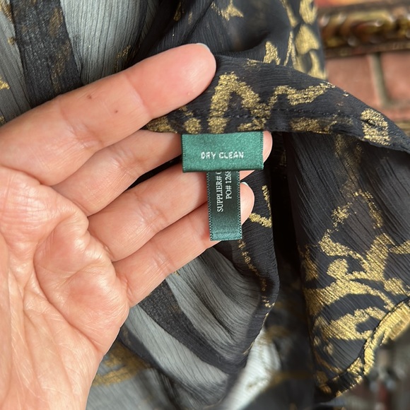 Lauren Ralph Lauren Black/Gold Sheer Wrap Women’s Blouse Size 10 - Picture 10 of 10